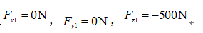 如下图所示长方体上作用有三个力，其大小分别为     ，     ，     。方向及尺寸标注如图，