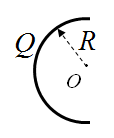 consider a uniformly charged semi-circle with char