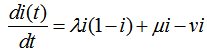 人群中分为健康者和病人两类. 时刻 t 这两类人在总人数中所占的比例分别记为s(t)和i(t). 在