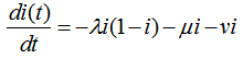 人群中分为健康者和病人两类. 时刻 t 这两类人在总人数中所占的比例分别记为s(t)和i(t). 在