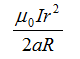 在一通有电流 i 的无限长直导线所在平面内，有一半径为 r 、电阻为 r 的导线小环，环中心距直导线