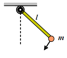 一直杆长为l ，质量可以忽略，可绕通过其一端的水平光滑轴在竖直平面内作定轴转动，杆的另一端固定着一质