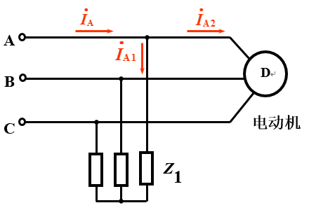 ul =380v，z1=30+j40w，电动机 p=1700w，cosψ=0.8（滞后)。 求：（1