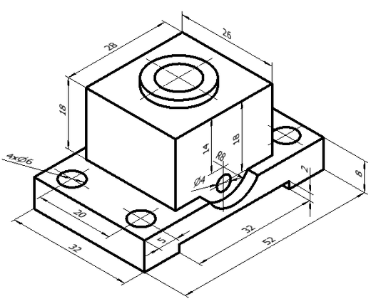 請用inventor軟件,由所給出箱體的軸測圖進行零件造型,並出工程圖.