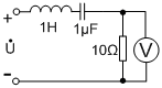 图示电路中,电源电压的有效值Ｕ=1V保持不变,但改变电源频率使电阻两端所接电压表的读数也为1V,则此