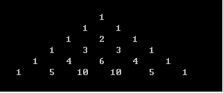 输入一个小于10的正整数n，显示具有如下形式的n行杨辉三角形。图中n=6。 提示：解该题有两个关键：