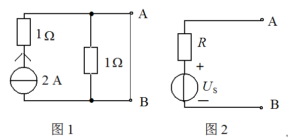 把 图 1 所 示 的 电 路 用 图 2 所 示 的 等 效 电 压 源 代 替，该 等 效 电 