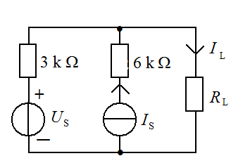 在 图 示 电 路 中，已 知：US = 9 V ，IS = 6 mA，当 电 压 源 US 单 独