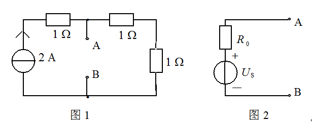 某 一 有 源 二 端 线 性 网 络 如 图 1 所 示，它 的 戴 维 宁 等 效 电 压 源 
