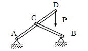 图示acd杆与bc杆，在c点处用光滑圆柱铰链连接，a、b处均为固定铰支座。以整体作为研究对象，以下受