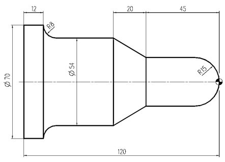 用前刀架数控车床加工如图所示零件，毛坯的直径φ70。按下列要求完成零件外轮廓的精加工程序编制：（1）