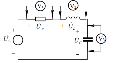 如图所示的电路，设伏特计内阻为无限大，已知伏特计读数依次为 15V、80V、100V， 求电源电压的