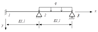用矩阵法求解图中的结构，采用xoy平面弯曲杆单元，试解答下列问题： （1） 离散化，计算各单元的刚度