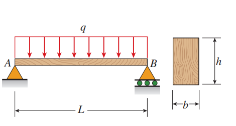 a simply supported wood beam （l =0.5 m) with recta