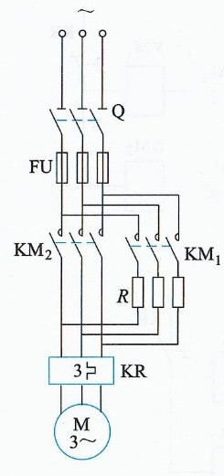 下图中，r起 作用。kt定时时间到后，km1线圈 ，km2线圈 （填写失电或得电）。此图中自锁电路有