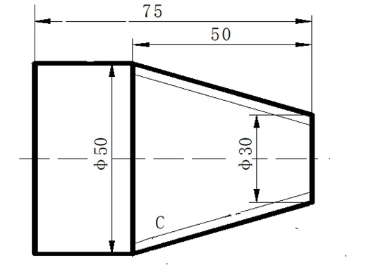 用g32指令完成下图所示外圆锥螺纹（螺距为1.5）零件的数控编程，并完成仿真加工（单线三角螺纹），提
