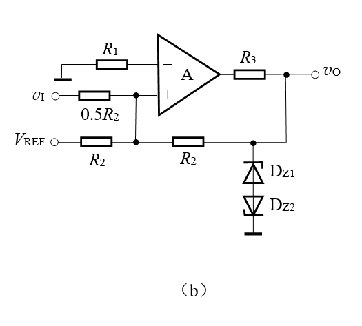 【填空题】下图所示（a）、（b）电路中，若已知运放的最大输出电压为±14v，vref=2v，稳压管的