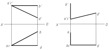 【填空题】判断图中两直线的相对位置关系（平行、相交、交叉）。  _______ _______ __