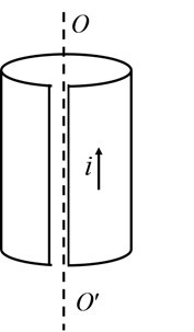 如图所示，将半径为r的无限长导体薄管（厚度忽略）沿轴向割去一宽度为h（h＜＜r）的无限长窄条后，在管