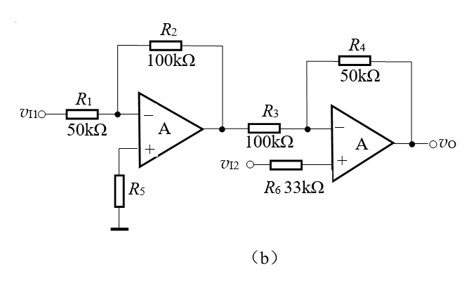 【填空题】电路如下图（a）、（b）所示，若设各集成运放均是理想的，其他电路参数如图中所示，则可写出（