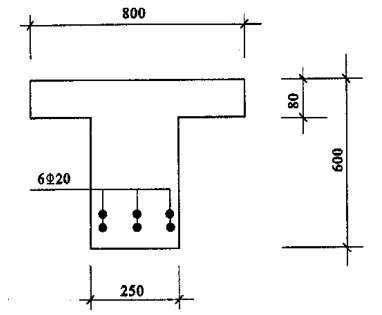 梁的截面尺寸如图 3 所示,弯矩设计值 M=300KN·m, C20,HRB335。试验算截面是否安