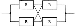 某计算机系统由图5－35所示的部件构成，假定每个部件的千小时可靠度R均为0.9，则该系统的千小时可靠