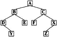 有下列二叉树，对此二叉树前序遍历的结果为（)。A．ACFXDBEYZB．ABEFXYZCDC．ABC