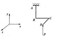 空间直角折杆在图所示荷载作用下，BC段的变形形式为（)。A．弯曲B．扭转C．弯扭组合变形D．斜弯曲空