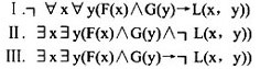 在谓词逻辑中，令F（x)表示x是火车，G（y)表示y是汽车，L（x，y)表示x比y快。命题“并不是所