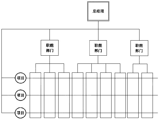 下图表示的是（)组织结构。 A．职能型B．直线职能型C．项目型D．矩阵型下图表示的是()组织结构。 