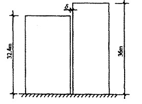 下图为设有防震缝的高层建筑，两个结构单元均为框架—剪力墙，抗震设防为8度，下列防震缝宽度δ_____