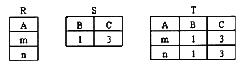 设有如下3个关系表：下列操作中正确的是（)。A．T=RRSB．T=R∪SC．T＝R×SD．T=R／S