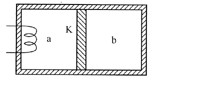 如图所示，绝热隔板K把绝热的气缸分隔成体积相等的两部分，K与气缸壁的接触是光滑的。两部分中分别盛有相