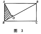 如图3所示，长方形ABCD中，阴影部分是直角三角形且面积为54平方厘米，OB的长为9厘米，OD的长为