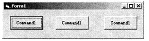 在窗体上画3个名称为Command1的命令按钮作为控件数组，从左到右，控件数组下标分别为0、1、2，