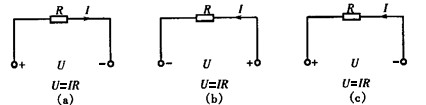电路及其对应的欧姆定律表达式分别如图（a)、（b)、（c)所示，正确的是 （)。