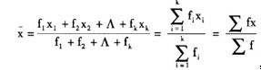 加权法算均值，可以在次数分布表的基础上采用加权法计算平均数，计算公式为：，对其中代数符号认识正确的有