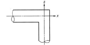 一弯管直径为500mm，水平转垂直向下，如图所示，通过的流量为500L／s，水平管道中心点的压强为4