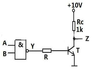 个漏极开路与非门74hc03和一个ttl与非门74ls00实现上题图所示的电路