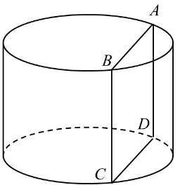 如图,圆柱体的底面半径为2、高为3,垂直于底面的平面截圆柱体所得截面为矩形ABCD,若弦AB所对圆心