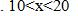 C语言中，能正确表示条件10<x<20的逻辑表达式是（）