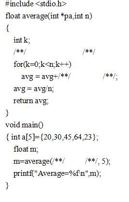 补充程序Ccon033.c，其中main函数通过调用average函数计算数组元素的平均值。