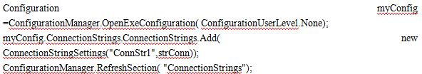 您需要編寫一個(gè)代碼，將添加到名為strConn到應(yīng)用程序配置文件中的連接字符串中。應(yīng)該使用哪個(gè)代碼？