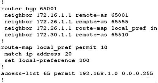 Refer to the exhibit. Routing updates for the 192.