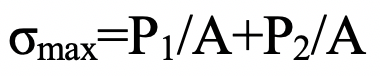 矩形截面悬臂梁受力如图，P2作用在梁的中间截面处，悬臂梁根部截面上的最大应力为（)。     