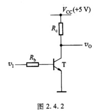 在图2．4．2所示的三极管开关电路中，已知VCC=5 V，β=50，VBE=0．7 V，VCES=0