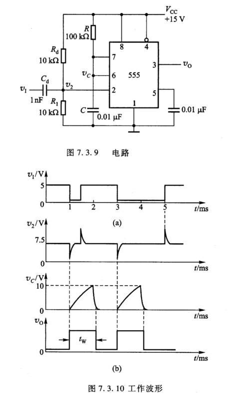 用555定时器组成单稳态触发器的电路如下图所示试分析电路的工作原理