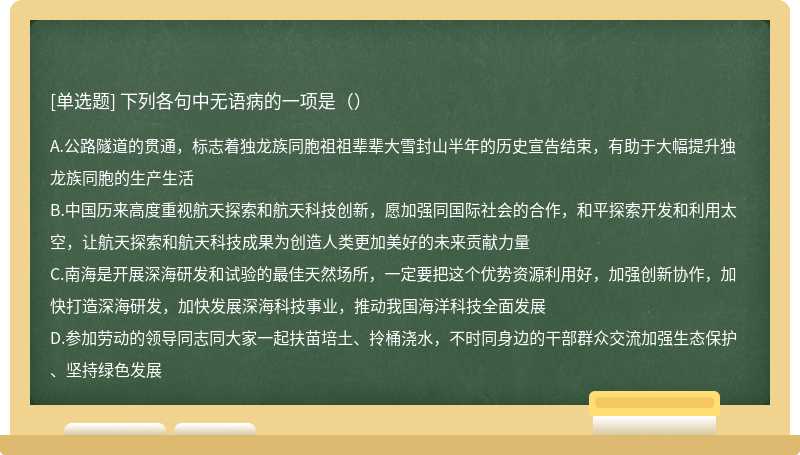 下列各句中无语病的一项是（）