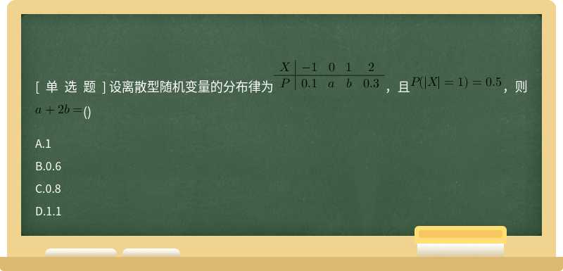 设离散型随机变量的分布律为，且，则()