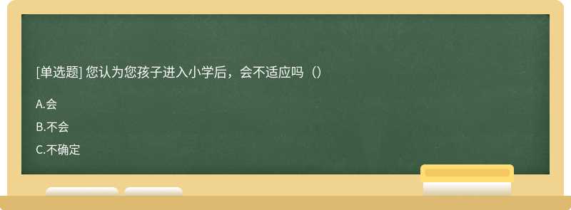 您认为您孩子进入小学后，会不适应吗（）